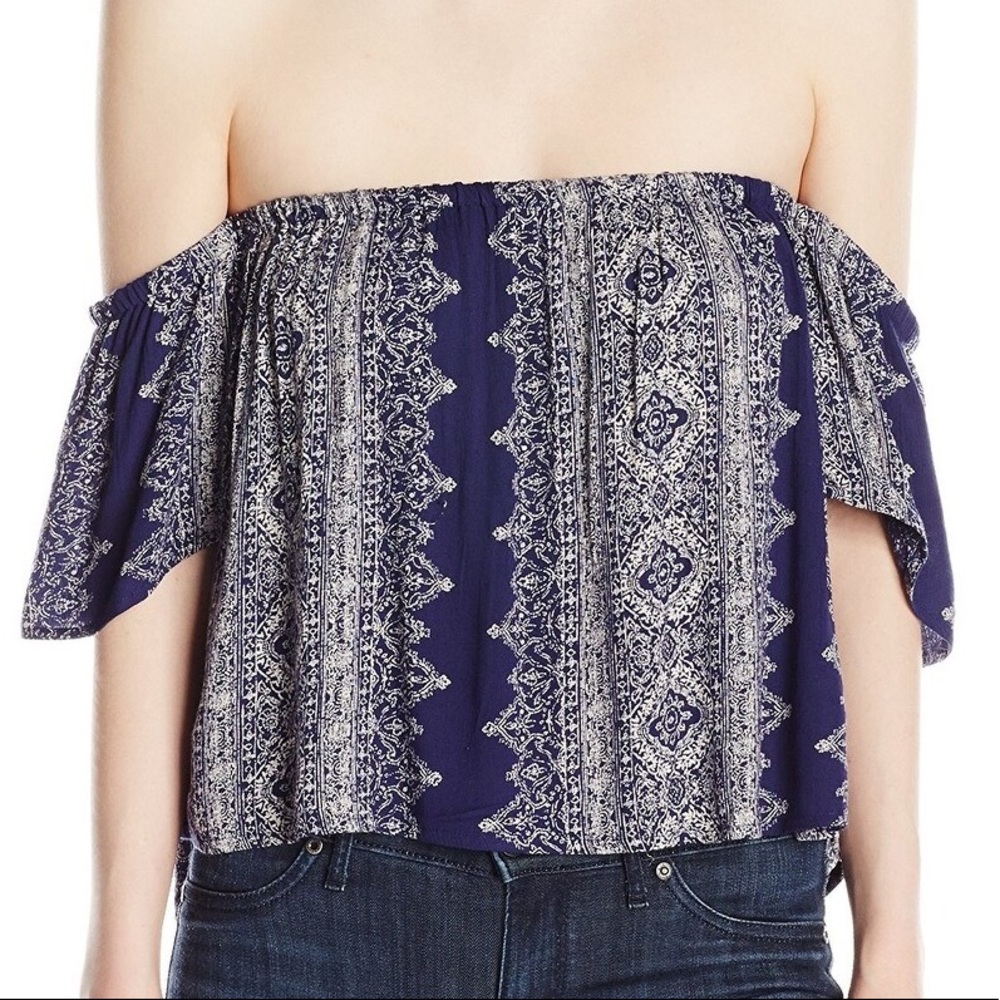 Blue off the shoulder blouse